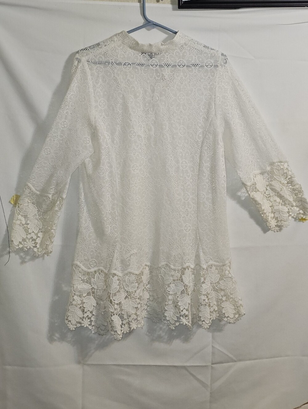 Boho Chic Vasi White Sheer Lace Tunic Size Large - Picture 8 of 10